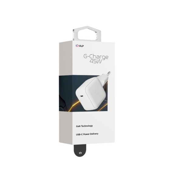 Сетевое зарядное устройство VLP G-Charge 45Вт, 2xUSB-C PD, QC. Цвет: белый