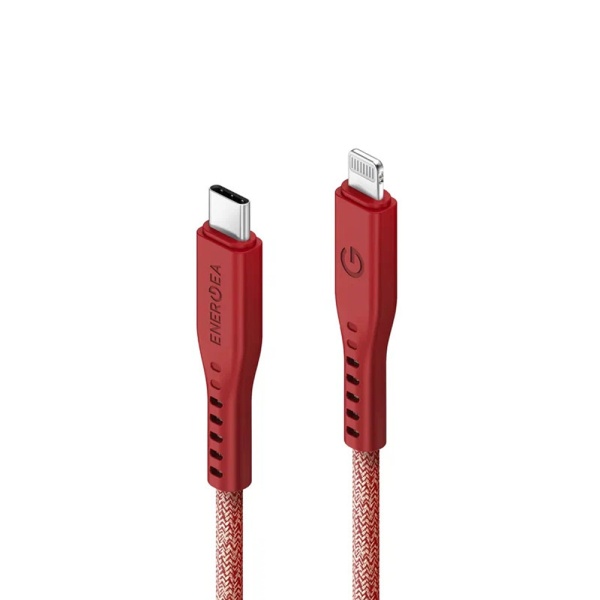 Кабель EnergEA FLOW USB-C - Lightning MFI, PD 60Вт, 3А, 1.5м. Цвет: красный