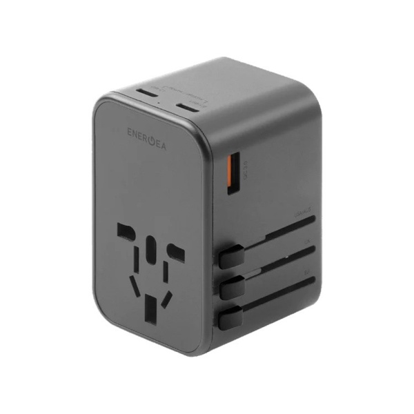Адаптер питания EnergEA Travel World adapter 65 2xUSB-C + 1xUSB-A , 65W Gunmetal