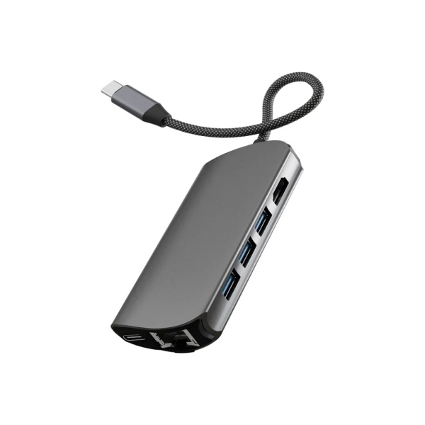 USB-хаб VLP Infinity 8 в 1хUSB-C, 3хUSB-A 3.0, HDMI, SD/Micro SD. Цвет: графит