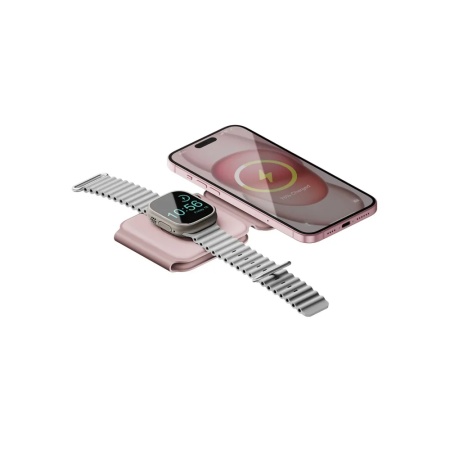Беспроводное з/у EnergEA Bazic GoMag Trio PLUS magnetic wireless foldable15 Вт. Цвет: розовый