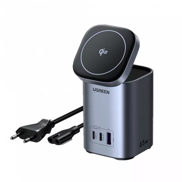 Беспроводное зарядное устройство UGREEN X555 2 в 1. Цвет: серый