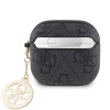 Чехол Guess PU leather 4G with Classic metal logo and Diamond charm для AirPods 4. Цвет: черный