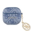 Чехол Guess PU leather 4G with Classic metal logo and Diamond charm для AirPods 4. Цвет: синий