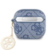 Чехол Guess PU leather 4G with Classic metal logo and Diamond charm для AirPods 4. Цвет: синий