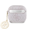 Чехол Guess PU leather 4G with Classic metal logo and Diamond charm для AirPods 4. Цвет: розовый