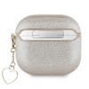 Чехол Guess PU leather with Script metal logo and Heart charm для AirPods 4. Цвет: золотой
