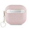 Чехол Guess PU leather with Script metal logo and Heart charm для AirPods 4. Цвет: розовый