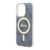 Чехол Guess PC/TPU 4G Hard MagSafe для iPhone 15 Pro Max. Цвет: синий/золотой