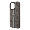 Чехол Guess PU 4G Stripes MagSafe для iPhone 16 Pro. Цвет: коричневый