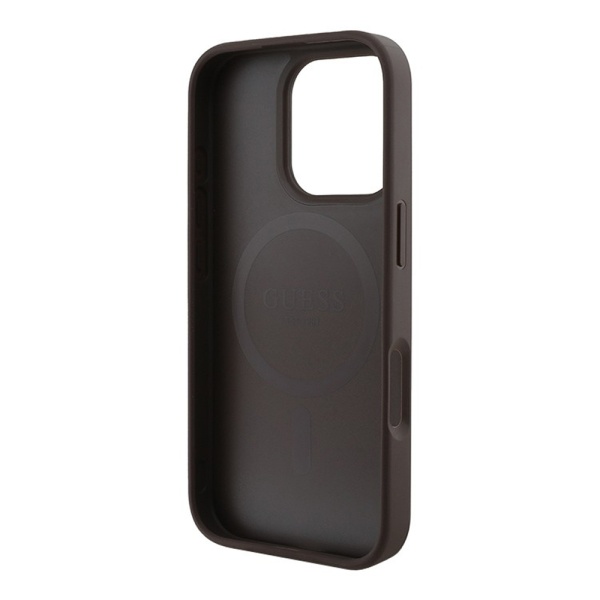 Чехол Guess PU 4G Stripes MagSafe для iPhone 16 Pro. Цвет: коричневый