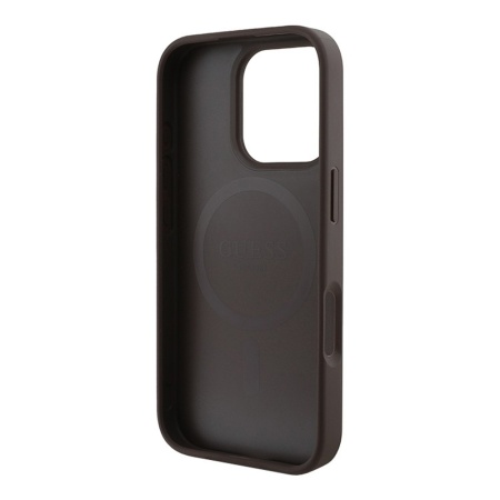 Чехол Guess PU 4G Stripes MagSafe для iPhone 16 Pro. Цвет: коричневый