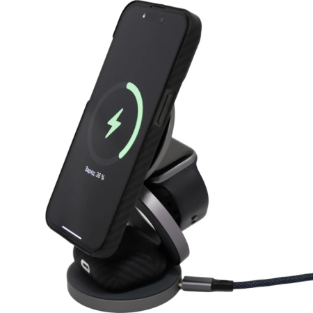 Беспроводное з/у Magssory Disc Signature WCH033m 3 в 1 с Magsafe. Цвет: полночь