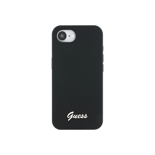 Чехол Guess Liquid silicone Gold metal logo & Camera frame для iPhone 16e/17e. Цвет: черный