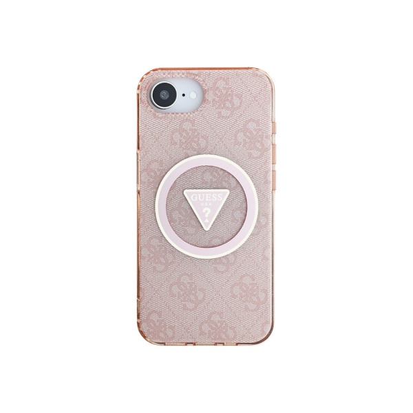 Чехол Guess PC/TPU 4G Glitter Triangle logo для iPhone 16e/17e. Цвет: розовый