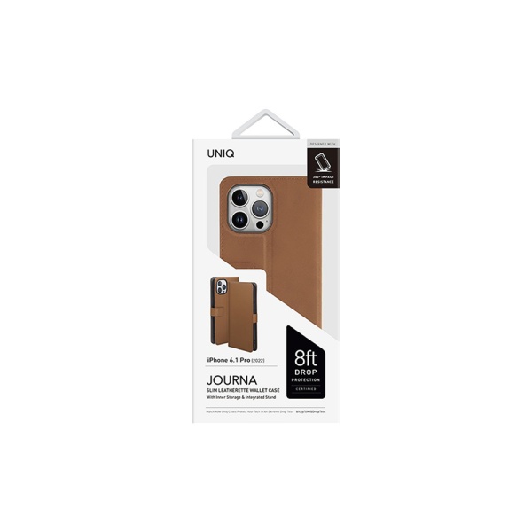 Чехол-книжка Uniq Journa Heritage для iPhone 14 Pro, искусств. кожа. Цвет: коричневый