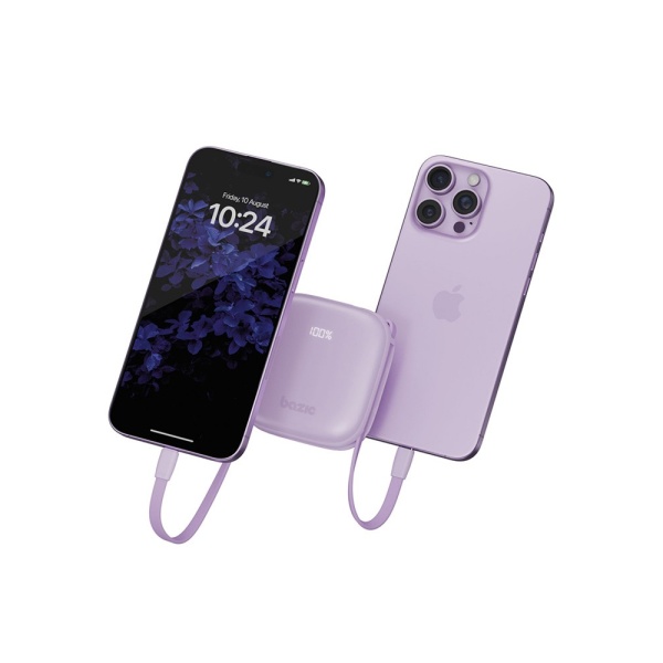Портативный аккумулятор EnergEA Bazic GoPower Fusion, 10000mAh, PD/QC 20 Вт. Цвет: лавандовый