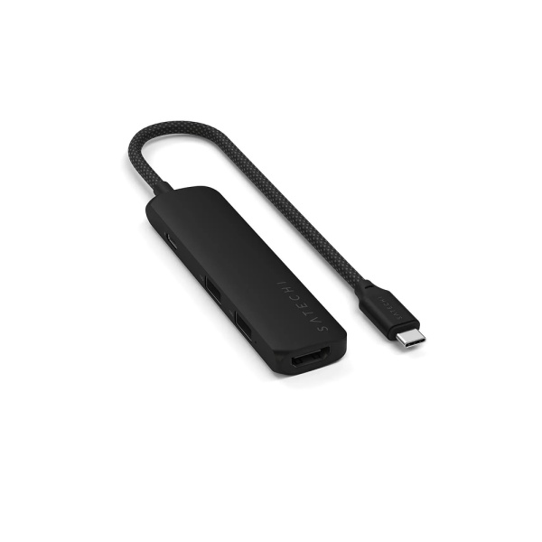 Хаб Satechi Slim Multiport Adapter 4-in-1 1xUSB-C PD, 2xUSB-A 3.2 gen.2, 1xHDMI 4K. Цвет: чёрный