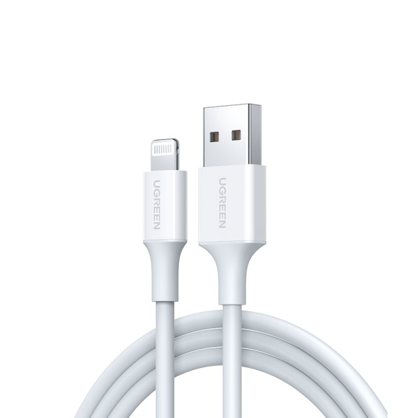 Кабель UGREEN US155 Lightning — USB-A, Nickel Plating ABS Shell, 2 м. Цвет: белый