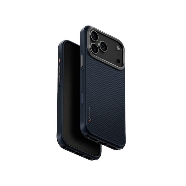 Чехол Uniq KEVA Kevlar Carbon с MagSafe для iPhone 17 Pro. Цвет: синий