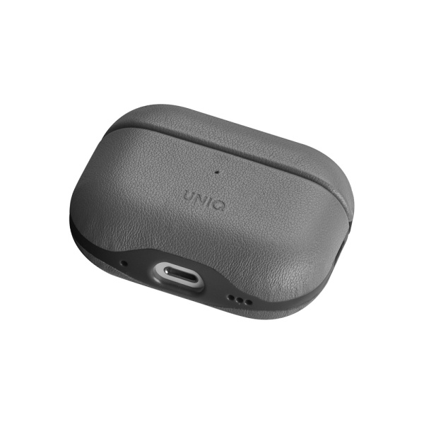 Чехол Uniq Lyden DS Leatherette для AirPods Pro 2 с ремешком. Цвет: серый/черный