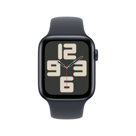 Apple Watch SE (2024), 44мм, корпус из алюминия цвета "Тёмная ночь", Спортивный ремешок (S/M)