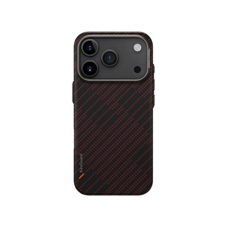 Чехол Uniq KEVA EDGE Full Kevlar Carbon с MagSafe для iPhone 17 Pro. Цвет: оранжевый