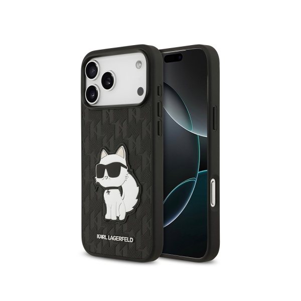 Чехол Lagerfeld PU Saffiano Monogram NFT Choupette для iPhone 17 Pro Max. Цвет: черный