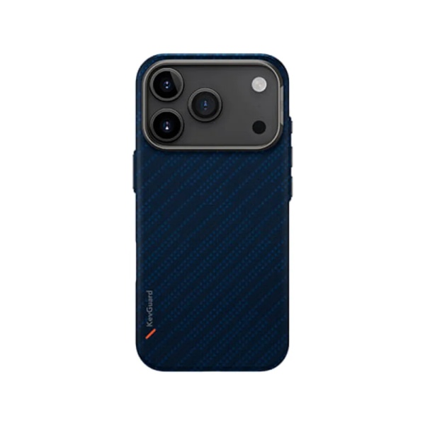 Чехол Uniq KEVA EDGE Full Kevlar Carbon с MagSafe для iPhone 17 Pro. Цвет: синий