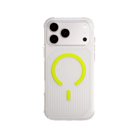 Чехол Uniq Combat Active с MagSafe для iPhone 17 Pro Max. Цвет: прозрачный/лайм