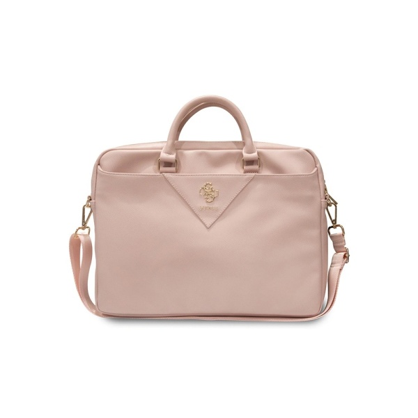 Сумка Guess для ноутбуков 15-16" PU Grained leather Bag 4G metal logo with Zipper. Цвет: розовый