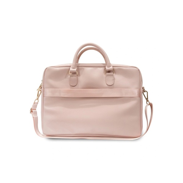 Сумка Guess для ноутбуков 15-16" PU Grained leather Bag 4G metal logo with Zipper. Цвет: розовый