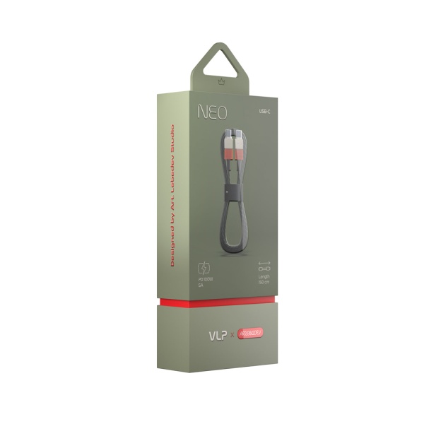 Кабель VLP NEO USB-C — USB-C, 100 Вт, 1.5м. Цвет: янтарно-серый