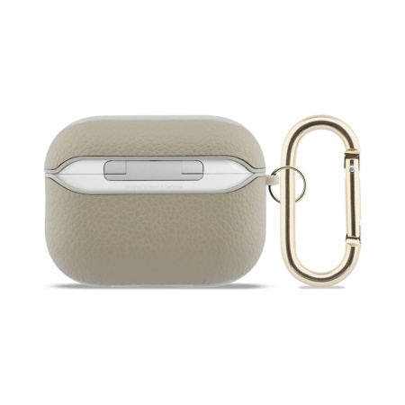 Чехол Guess PU Grained leather with Classic metal logo and Carabin для AirPods Pro 3. Цвет: золотой