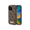Чехол Guess PU 4G Plate metal logo Hard Brown MagSafe для iPhone 16 Pro Max. Цвет: коричневый