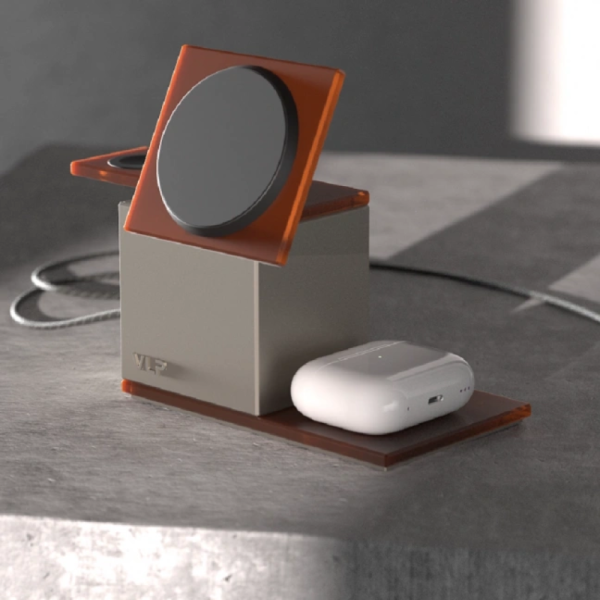 Комплект с беспроводным з/у VLP NEO Box 4 в 1 с Magsafe. Цвет: янтарно-серый
