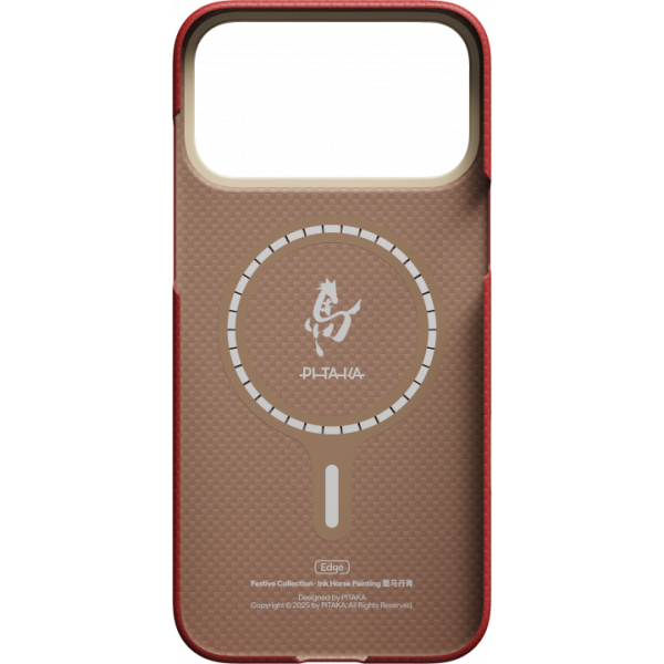 Чехол Pitaka Рисунок Лошади Cinnabar для iPhone 17 Pro.