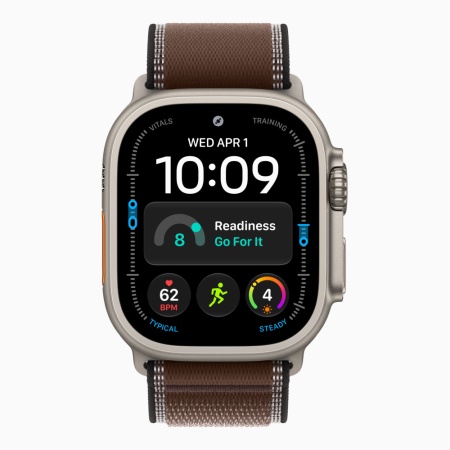 Apple Watch Ultra 4 (2026), 49 мм, природный титан, "походная петля" цвета "Темная умбра"