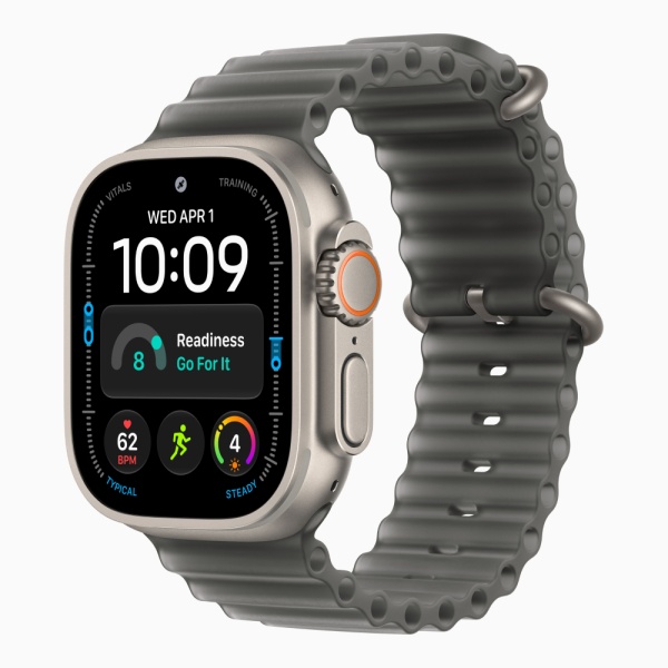 Apple Watch Ultra 4 (2026), 49 мм, природный титан, "океаническая петля" черного цвета
