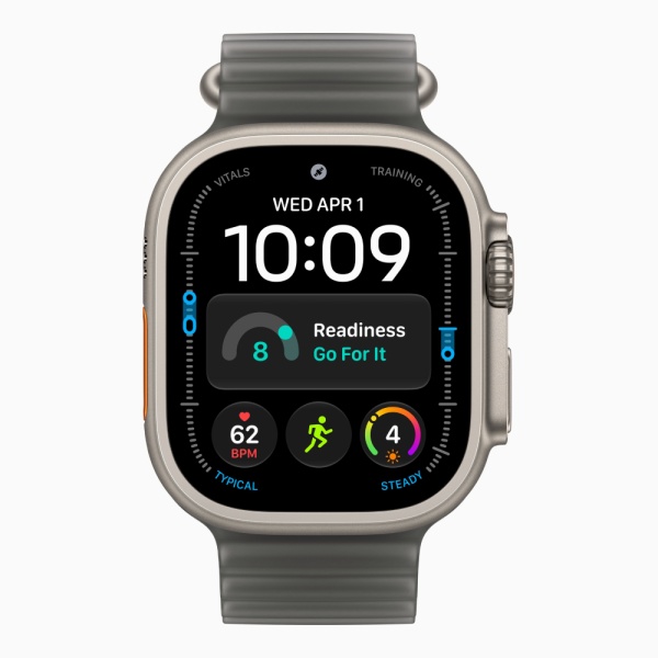 Apple Watch Ultra 4 (2026), 49 мм, природный титан, "океаническая петля" черного цвета