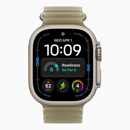 Apple Watch Ultra 4 (2026), 49 мм, природный титан, "океаническая петля" цвета "Ламинария"