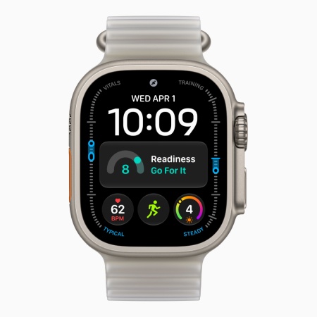 Apple Watch Ultra 4 (2026), 49 мм, природный титан, "океаническая петля" серого цвета