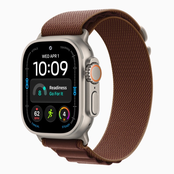 Apple Watch Ultra 4 (2026), 49 мм, природный титан, "альпийская петля" темно-бордового цвета