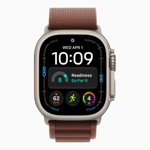 Apple Watch Ultra 4 (2026), 49 мм, природный титан, "альпийская петля" темно-бордового цвета