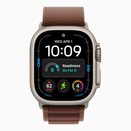 Apple Watch Ultra 4 (2026), 49 мм, природный титан, "альпийская петля" темно-бордового цвета