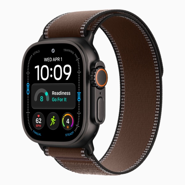 Apple Watch Ultra 4 (2026), 49 мм, черный титан, "походная петля" цвета "Темная умбра"