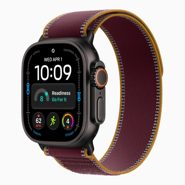 Apple Watch Ultra 4 (2026), 49 мм, черный титан, "походная петля" темно-бордового цвета