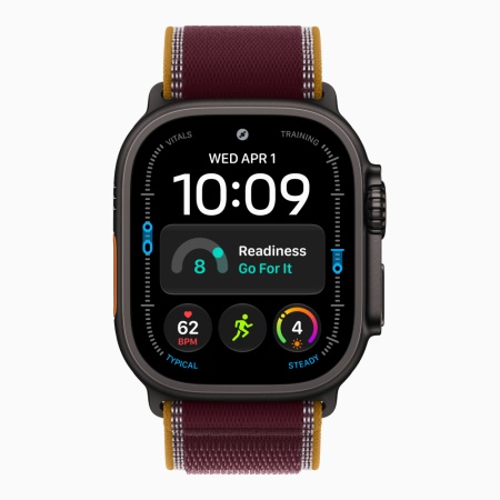 Apple Watch Ultra 4 (2026), 49 мм, черный титан, "походная петля" темно-бордового цвета