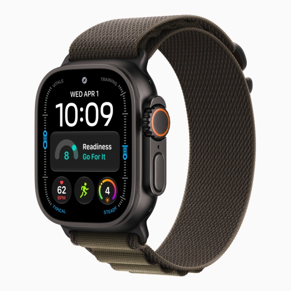 Apple Watch Ultra 4 (2026), 49 мм, черный титан, "альпийская петля" темно-оливкового цвета