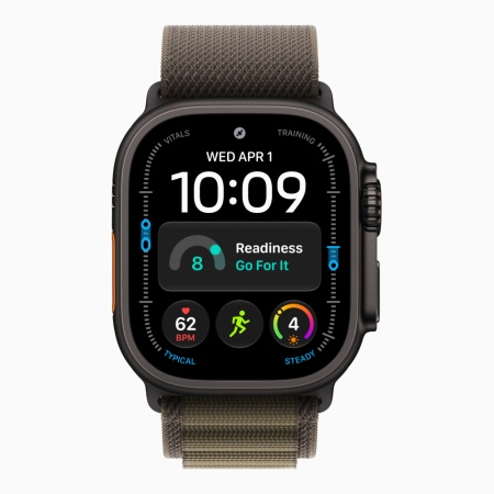 Apple Watch Ultra 4 (2026), 49 мм, черный титан, "альпийская петля" темно-оливкового цвета